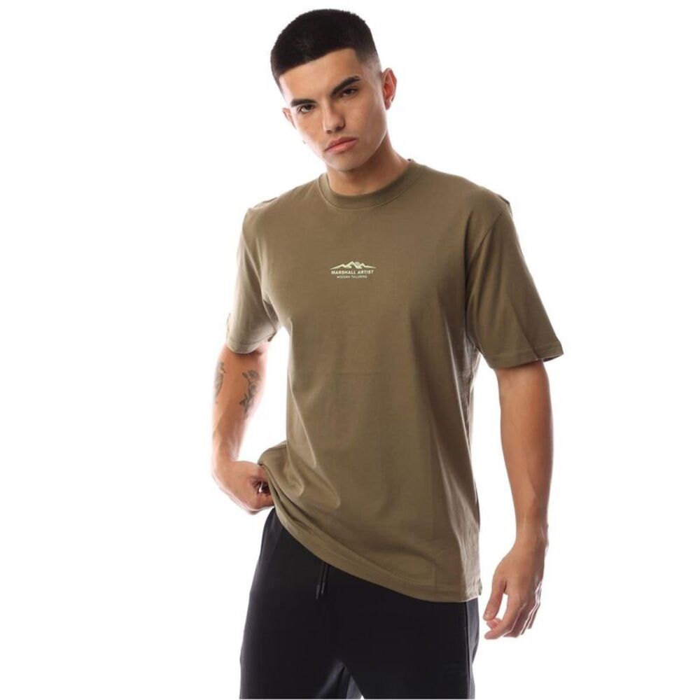 Marshall Artist Mens Mountain Logo Regular T-Shirt / Khaki